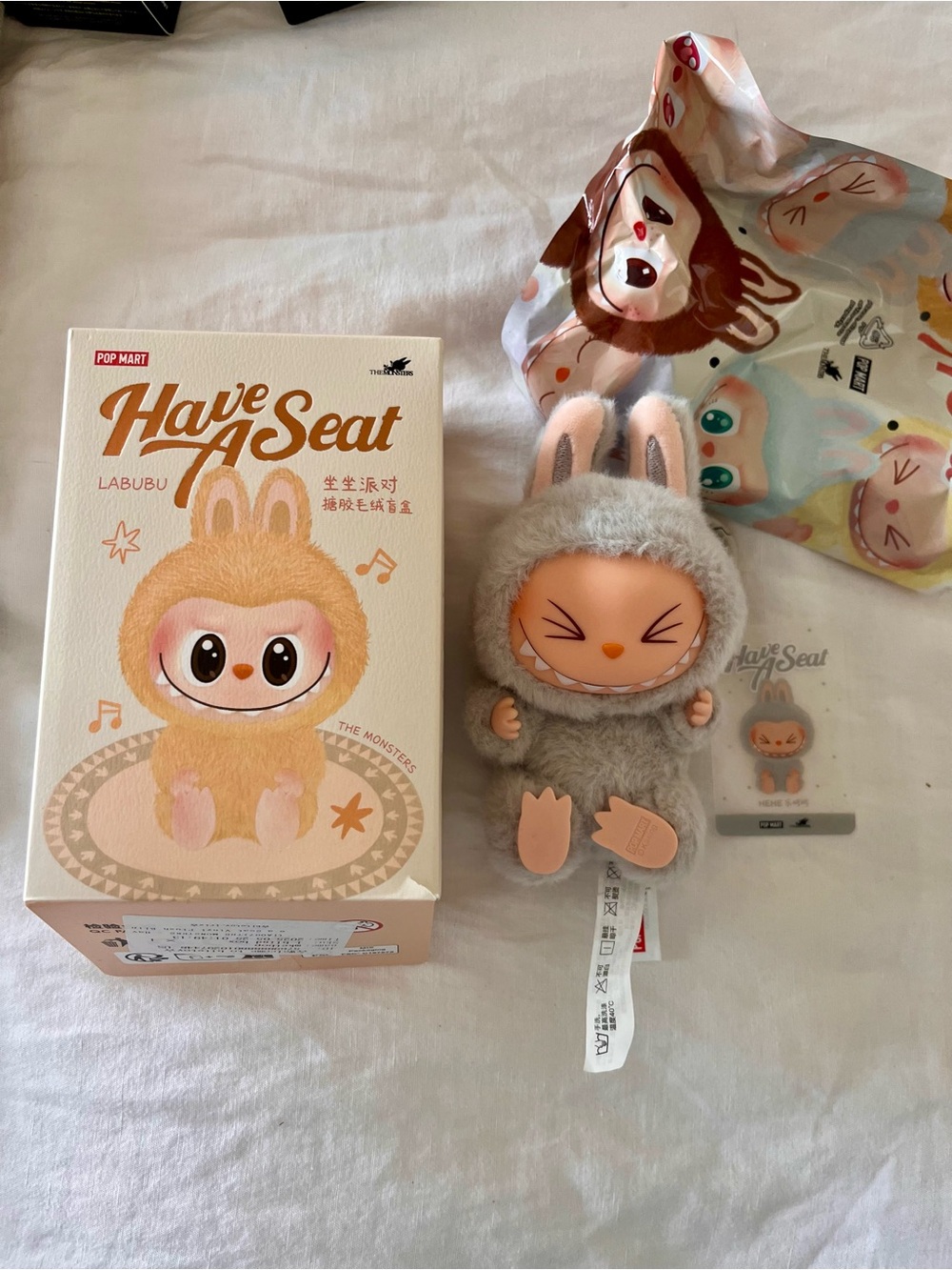 POP MART Labubu "Have A Seat" Gray Bunny Plush Figure
